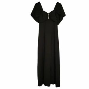 Alfred Angelo Vintage Black Rhinestone Embellished Long Formal Gown Size 4